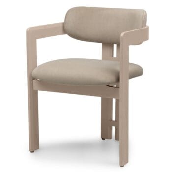 Noa Beige valgomojo kėdė su apvaliu atlošu ir medinėmis kojomis