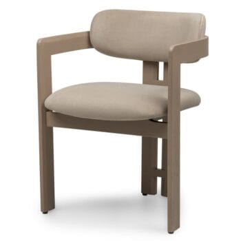 Noa Light Brown valgomojo kėdė su apvaliu atlošu ir medinėmis kojomis