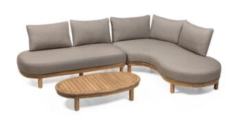 Summerland lauko baldų komplektas su apvalia kampine sofa ir ovaliu stalu